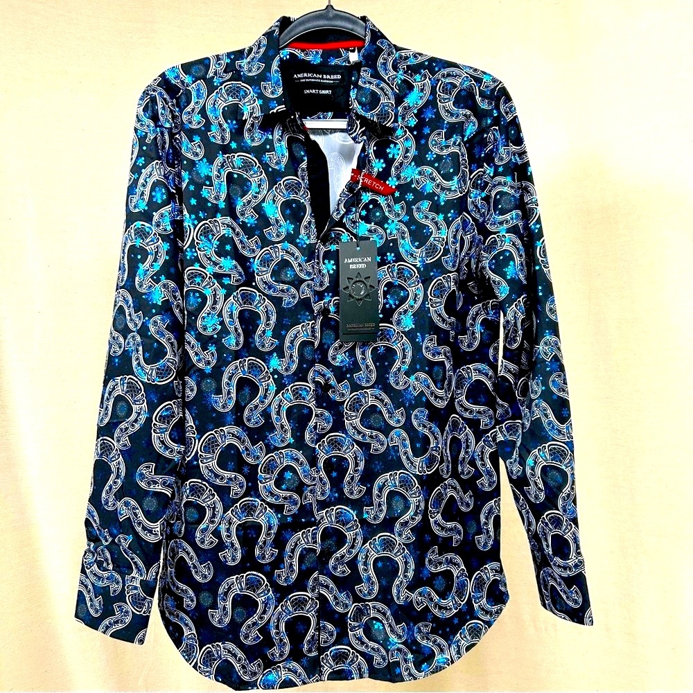 American Breed Blue & White Button Down Casual Shirt